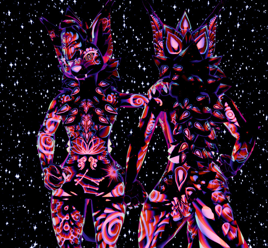 Photo of my psychedelic Vulper textures in VRChat