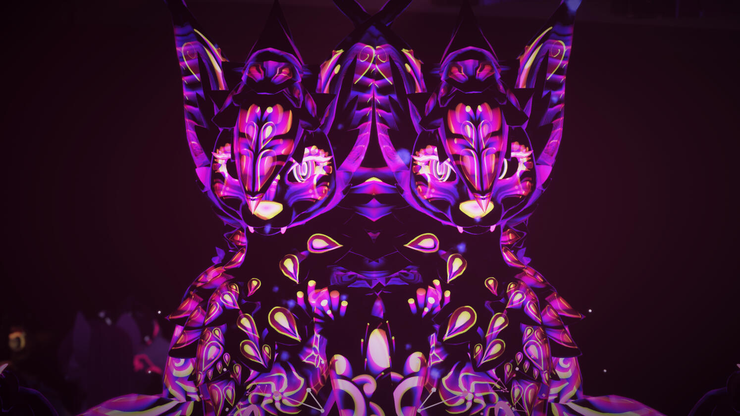 Photo of my psychedelic Vulper textures in VRChat